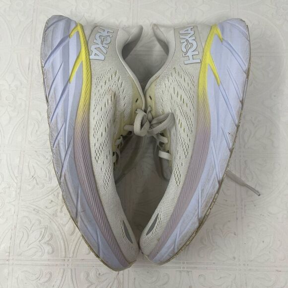 Hoka One One Cream Purple Clifton 8 Low Top Running Shoes Sneakers Size 8 - Picture 4 of 6